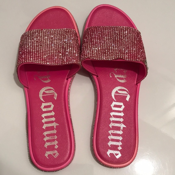 JUICY COUTURE Pink Rhinestone Slide Sandals - Picture 4 of 12